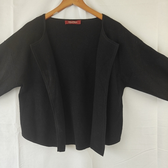 Max Mara Studio Open Front Knitted Wool Silk Blend Cartigan Size Large Women's - Picture 2 of 11